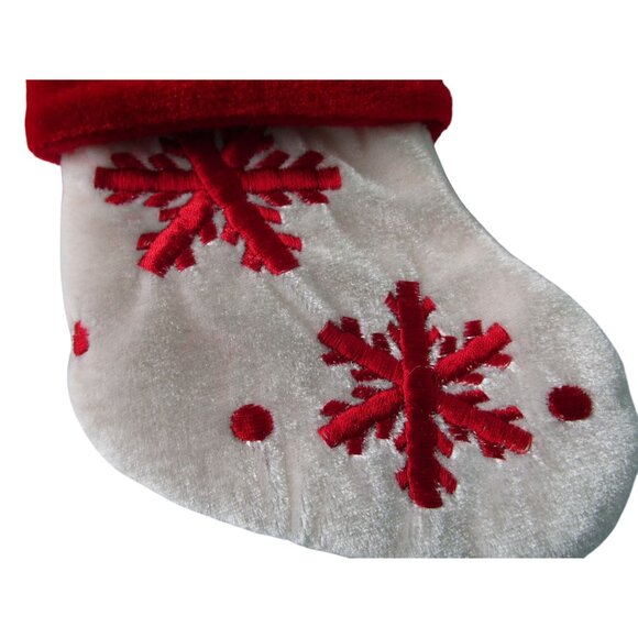 Small Decorative Velvet Christmas Stockings Embroidered Snowflake GUC Three - Picture 6 of 16
